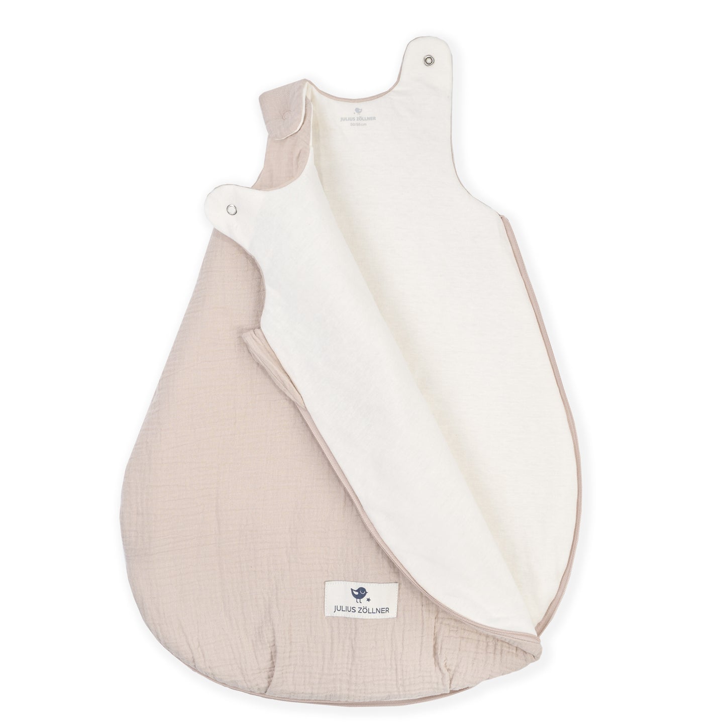 Atmungsaktiver Babyschlafsack in Beige mit weichem Innenfutter für ruhige Nächte